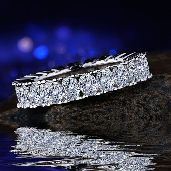 Finger Ring Zircon Silver Fashion CZ Eternity Rings For Woman, HA4085-6 - Picture 1 of 2